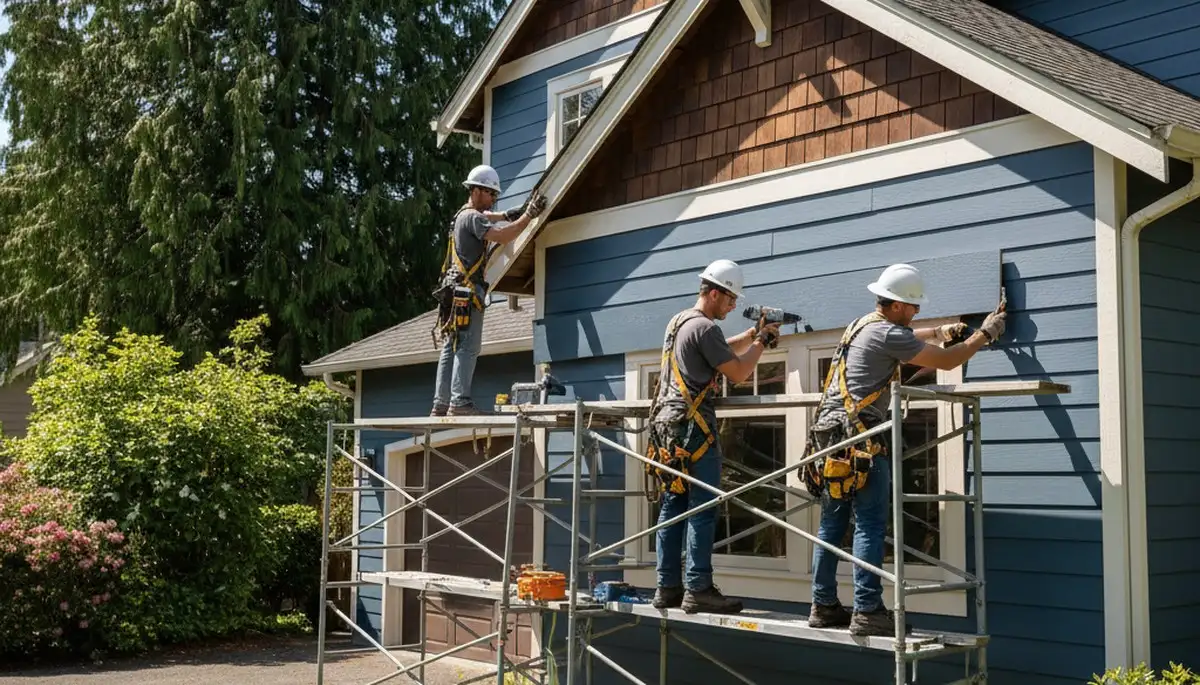 Vinyl siding installation by Portland, OR siding contractors for residential homes