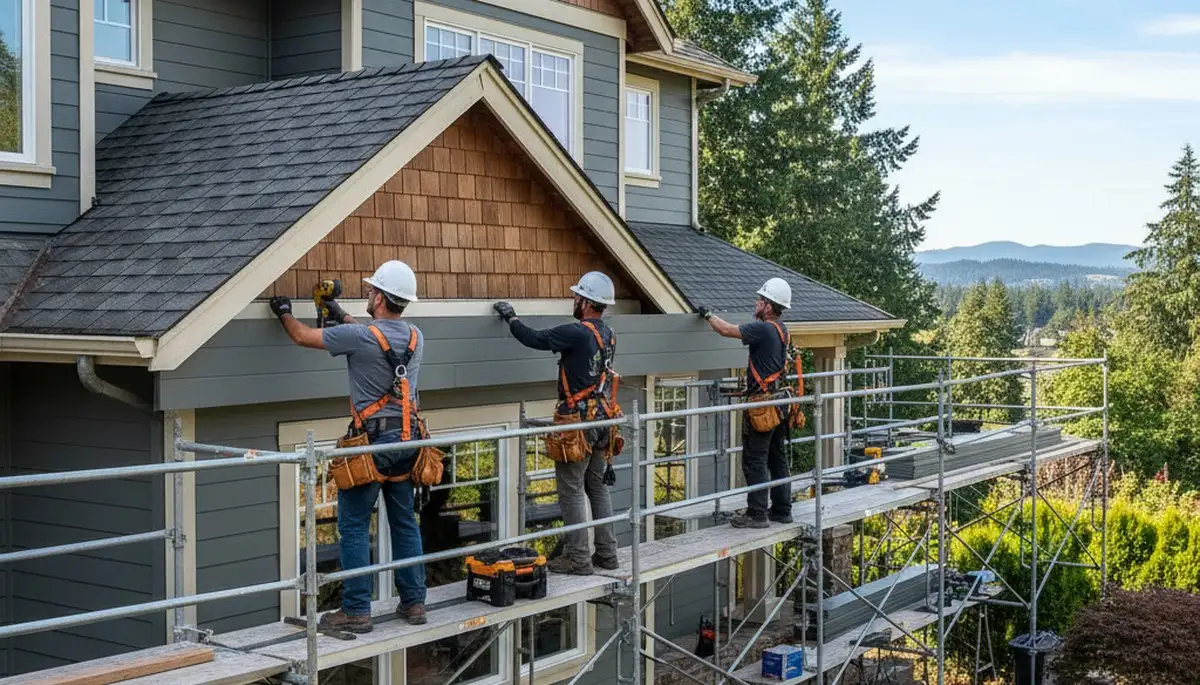 Vinyl siding installation in Portland, OR for a home exterior by a professional siding contractor