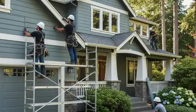 Vinyl siding installation in Portland, OR for a residential home exterior improvement project