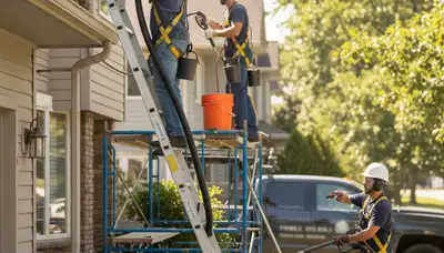 Portland, OR siding contractor inspecting gutters for cleaning and rain damage prevention