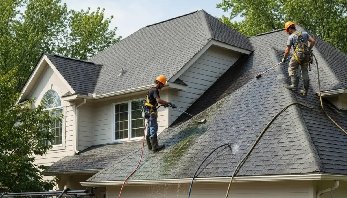Portland, OR siding and roof cleaning by FX Remodeling & Exteriors for moss and debris removal